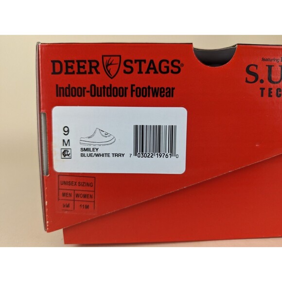 DEER STAGS Smiley Slippers Mens 9 M Blue Memory Foam Indoor Outdoor Shoes NWB - Picture 15 of 16